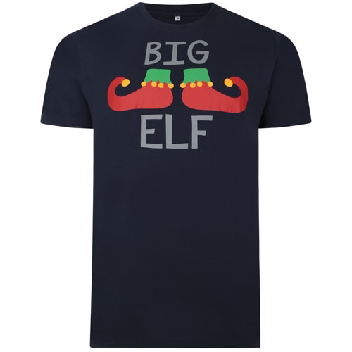 Bigdude Big Elf Print Weihnachts-T-Shirt Marineblau